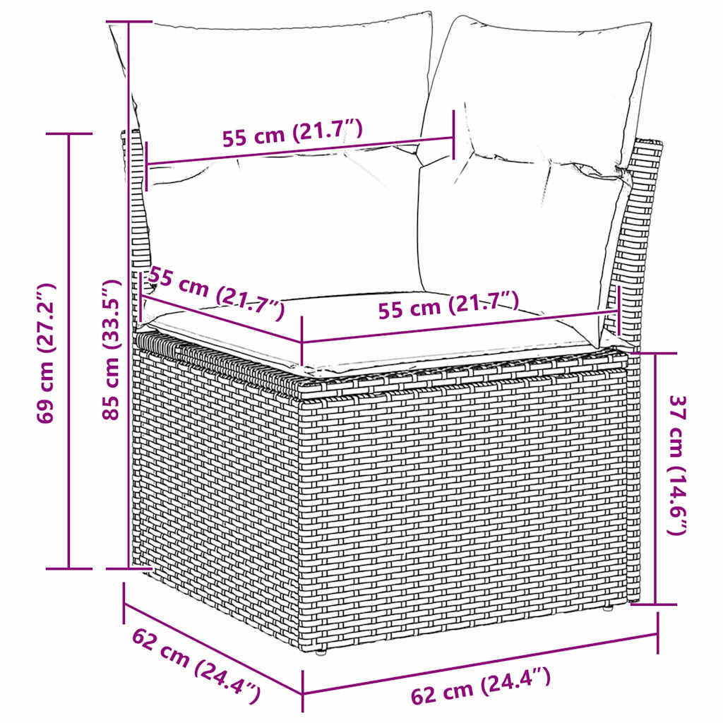 Garten-Sofa-Set mit Speicher 6 pcs Grau Poly Rattan